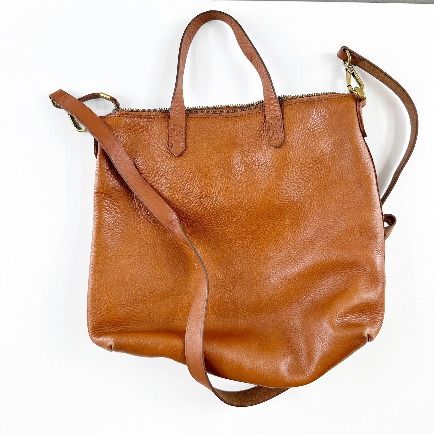 Madewell The Zip-Top Transport Leather Crossbody Bag Brown In English Saddle