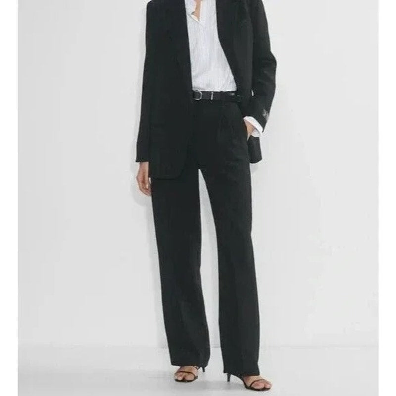 Wilfred Aritzia The Effortless Trouser Wide Leg Pants Black 12
