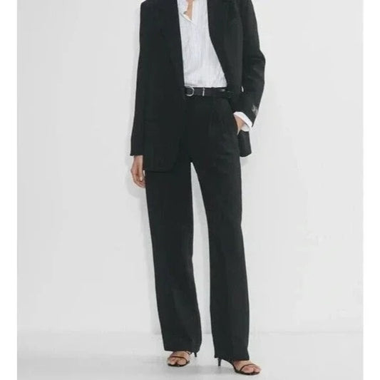 Wilfred Aritzia The Effortless Trouser Wide Leg Pants Black 12