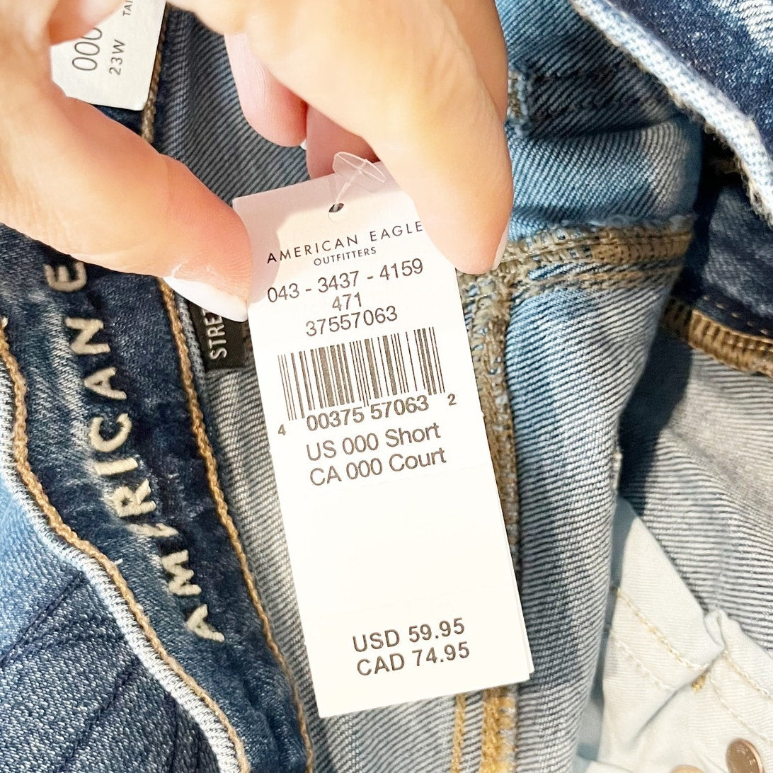 American Eagle Outfitters High Rise Stretch 90s Bootcut Jeans Blue 000 Short