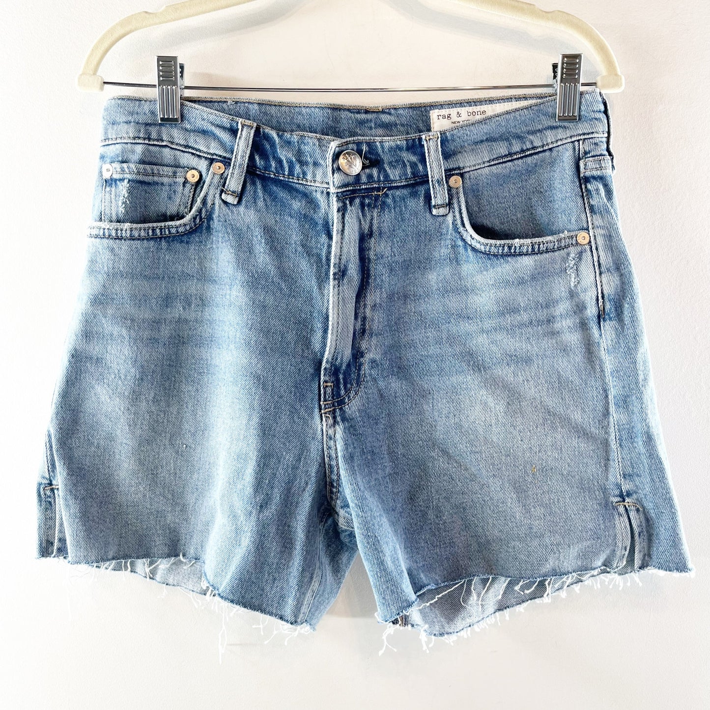Rag & Bone High Rise Vintage Denim Cut Off Jean Shorts Peekskill Blue 28 / 6