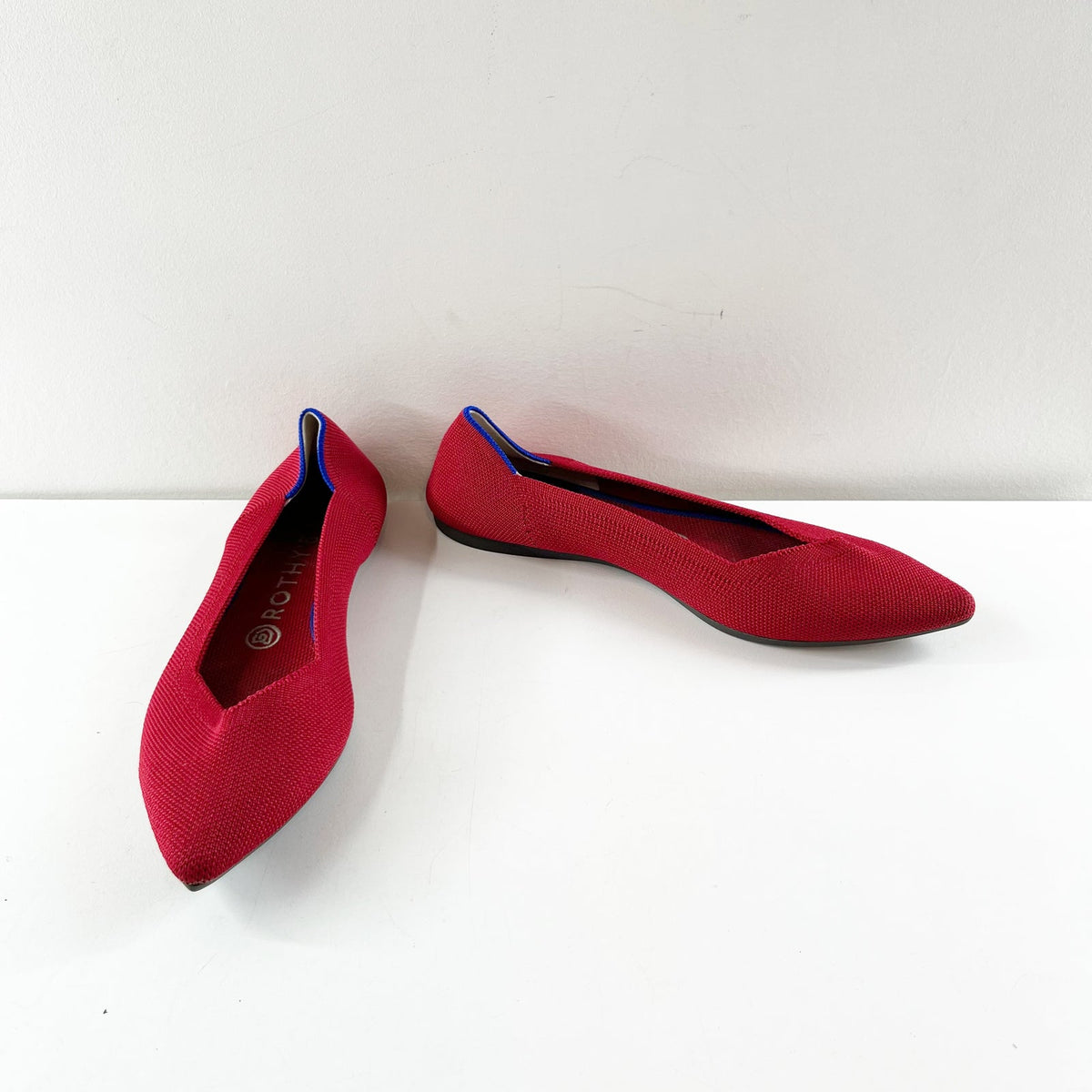 Rothy’s Knit The Point Slip-On Ballet Flat Shoes Bright Chili Red 8.5