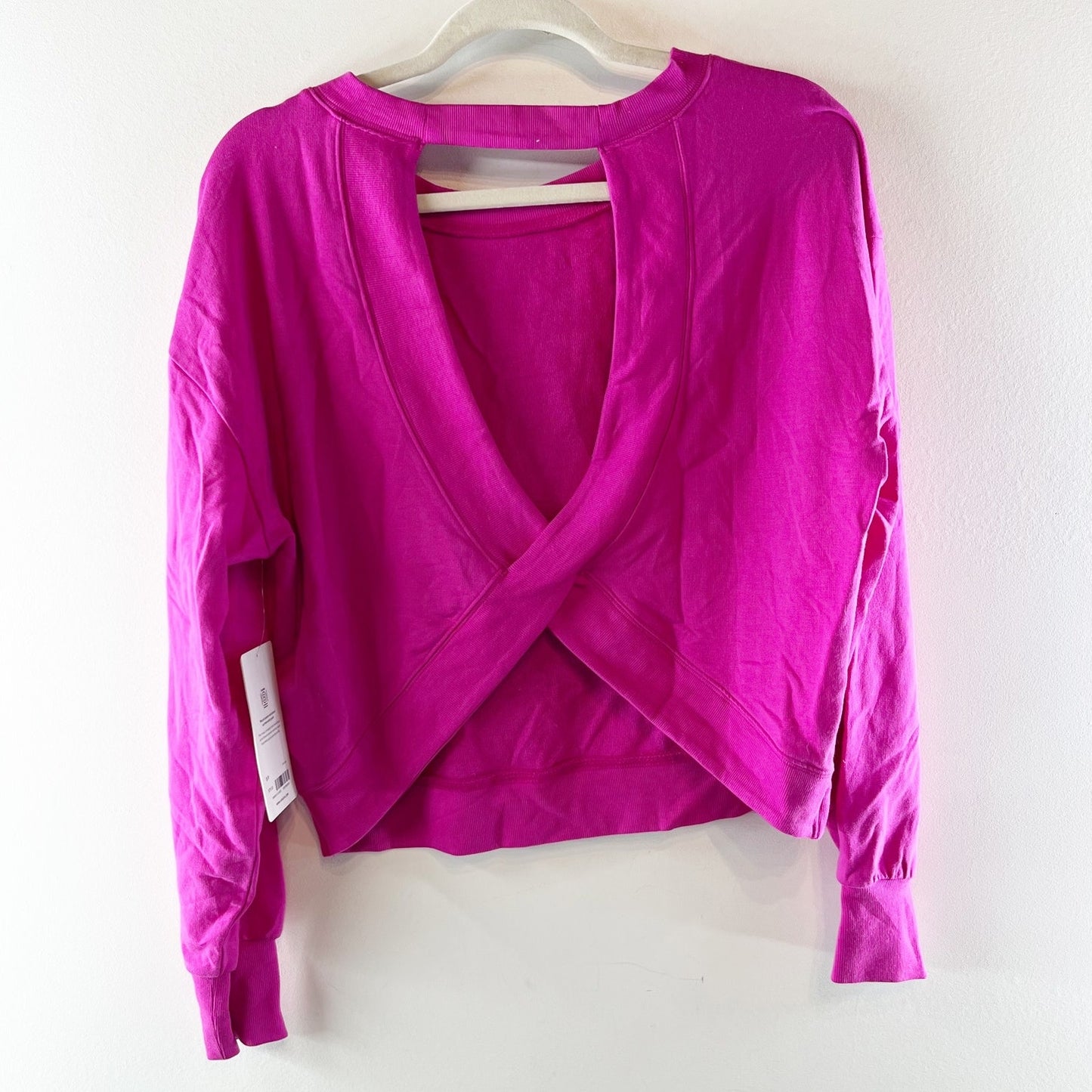 Athleta Savasana Twist Back Sweatshirt Long Sleeve Electric Fuchsia Pink Small