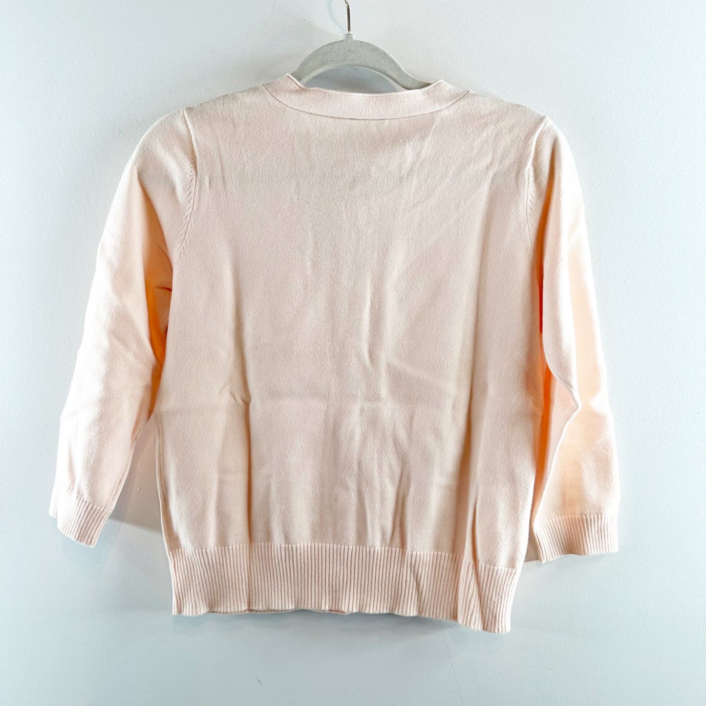 J. Jill Cropped Button Up 3/4 Sleeve Cardigan Sweater Peach Pink Sorbet XS