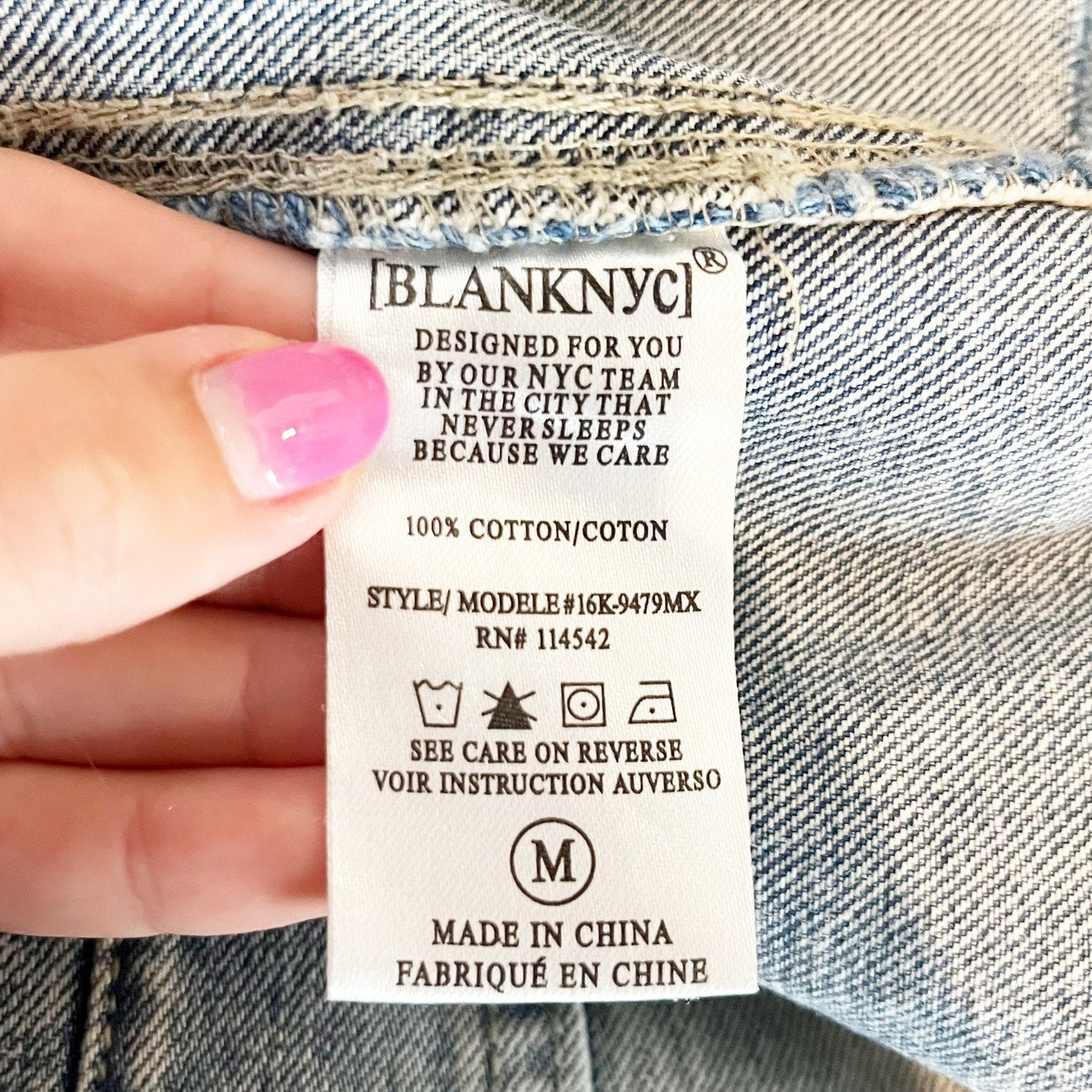 Blank NYC Raw Hem Cotton Jean Denim Trucker Jacket Blue Medium