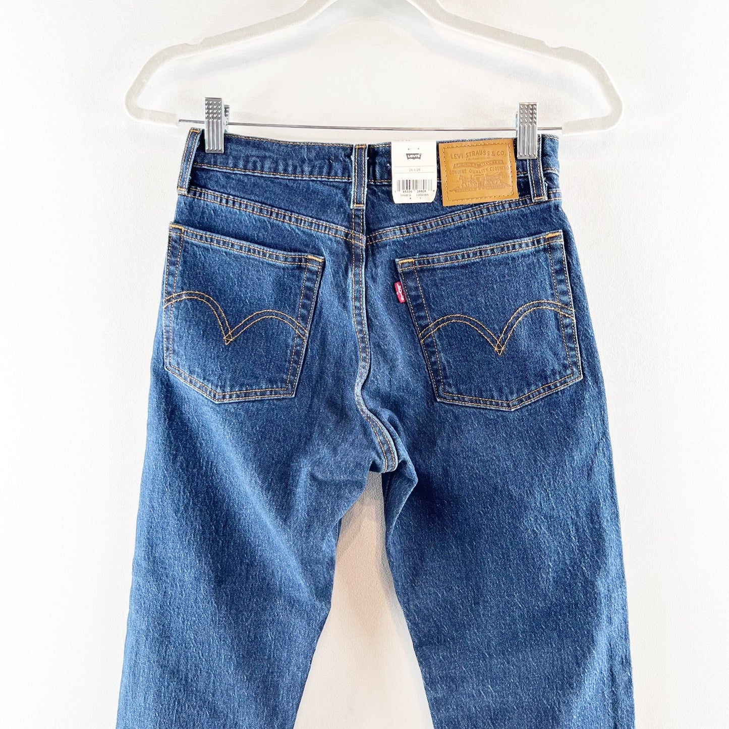 Levi's High Rise Button Fly Denim Wedgie Straight Jeans Salsa Dark Stone Blue 26