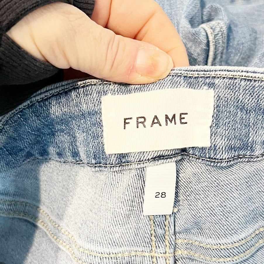 Frame High Waisted Denim Le Cropped Mini Boot Jeans Jadite Blue 26 / 2