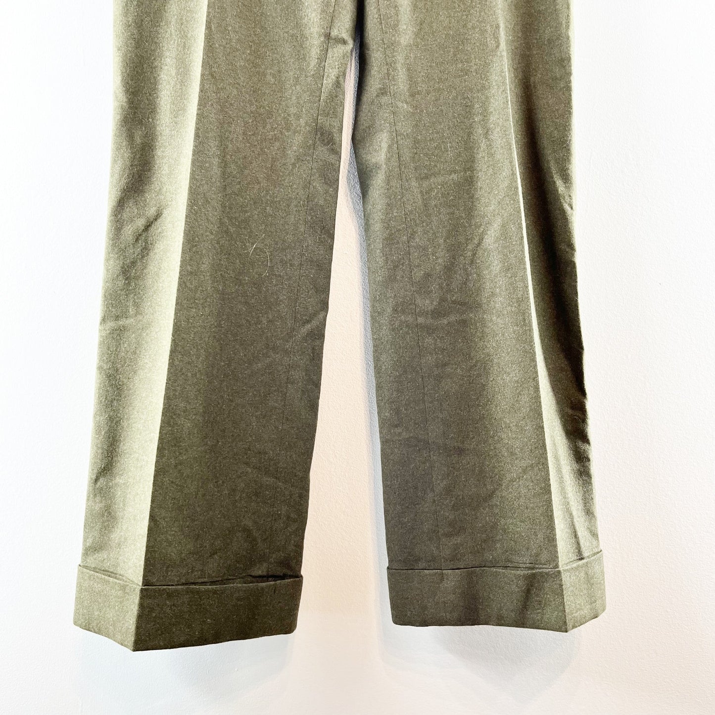 Ralph Lauren Mid Rise Wool Blend Cuffed Trouser Dress Pants Green 8