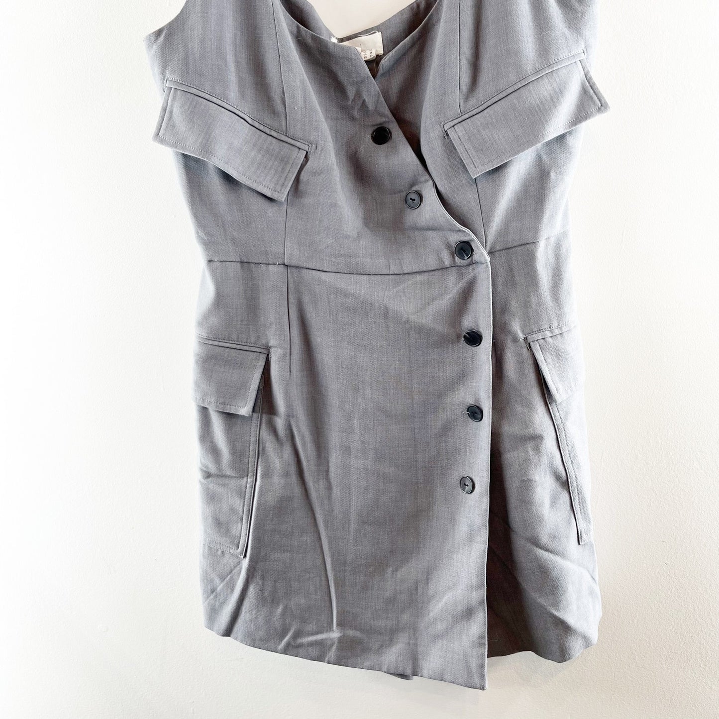 Anthropologie Re-Worked Blazer Mini Romper Dress Gray 14