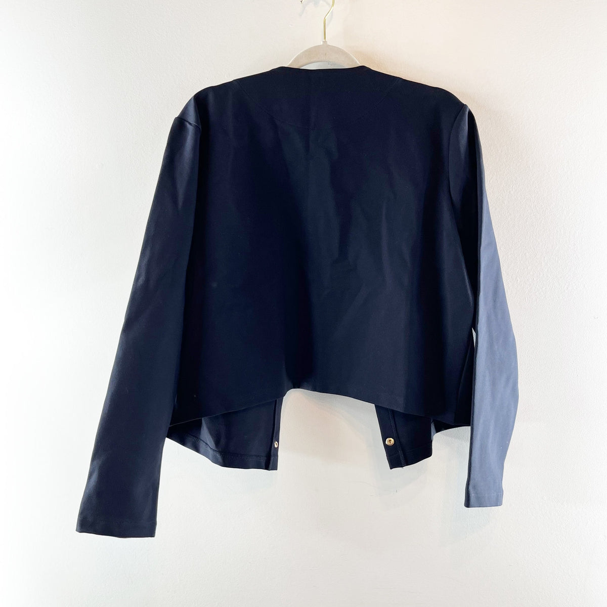 H&M Collarless Cardigan Knit Sweater Blazer Jacket Navy Blue XL