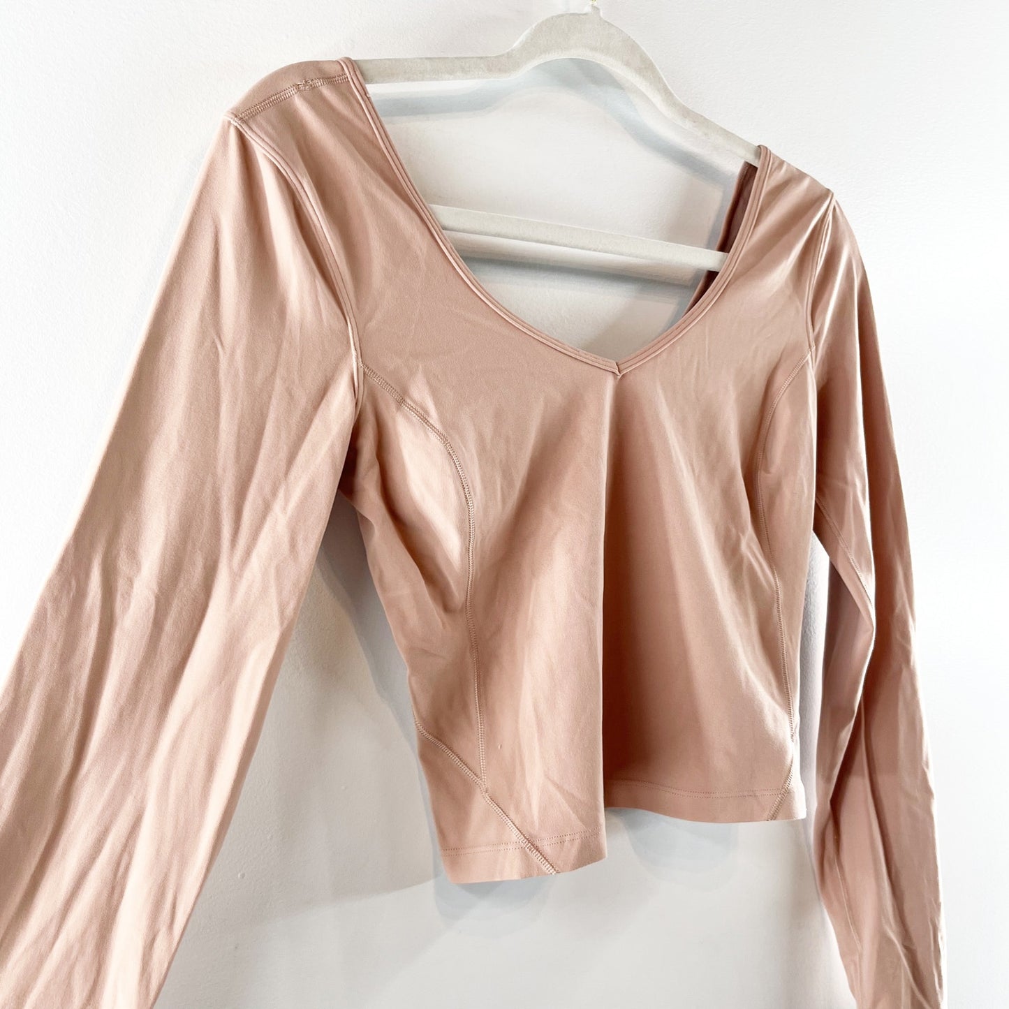 Lululemon Align Long Sleeve Cropped V Neck Top Shirt Pink Clay 4