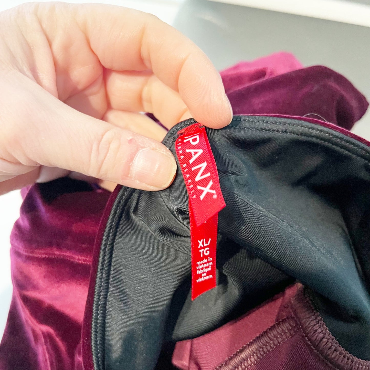 SPANX High Rise Velvet Leggings in Rich Burgundy Maroon Red XL