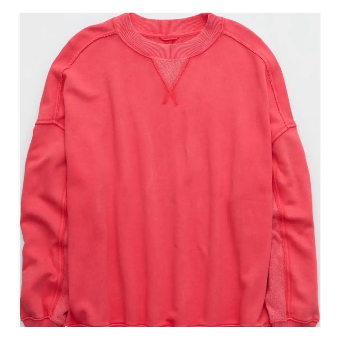 Aerie Oversized Big Chill Red Crewneck Sweatshirt Pullover Small
