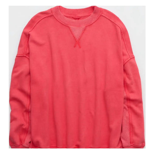 Aerie Oversized Big Chill Red Crewneck Sweatshirt Pullover Small