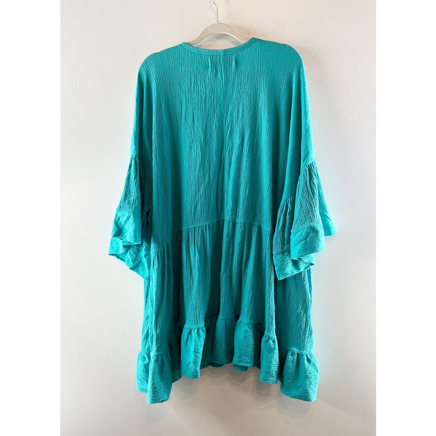 Free People Beach 3/4 Bell Flare Sleeve Babydoll Mini Dress El Mar Turquoise S