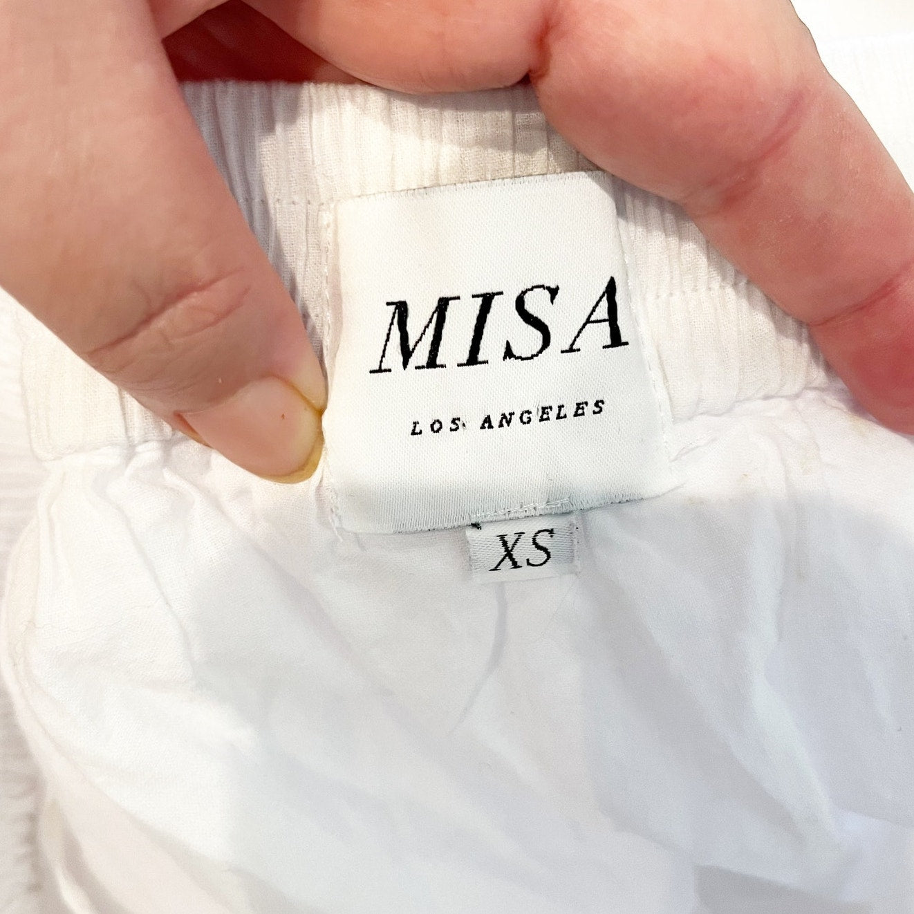 MISA Los Angeles Eyelet Ruffle Off Shoulder Tube Tank Top White XS