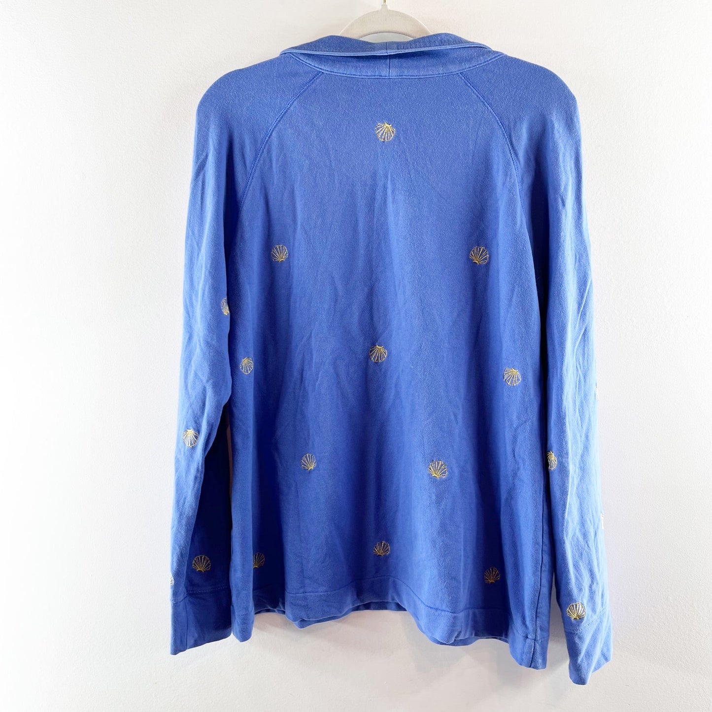 Lilly Pulitzer Skipper 1/2 Zip Seashell Embroidered Popover Sweatshirt Blue L