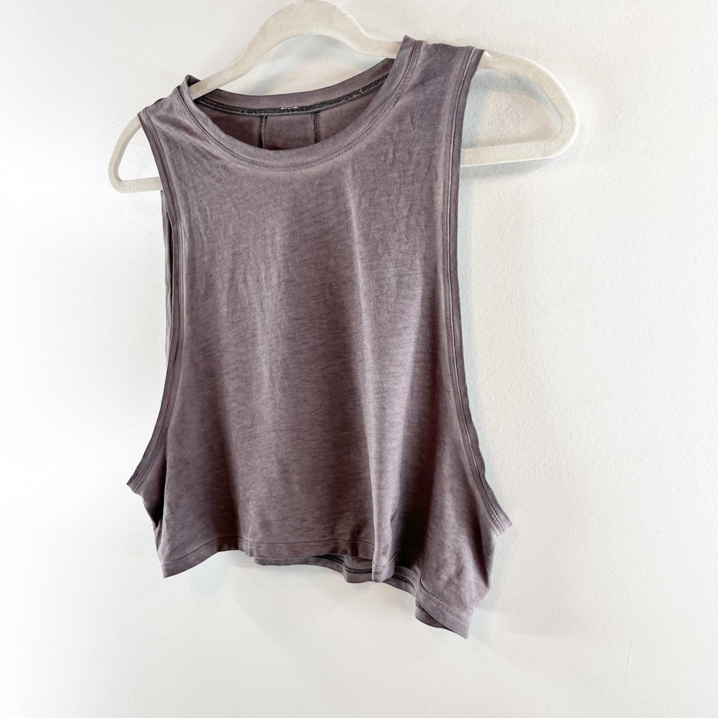 Lululemon Cropped Burnout Muscle Tank Top Gray Medium