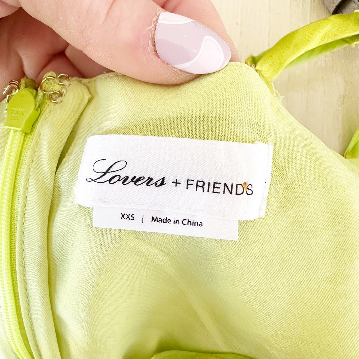 Lovers + Friends Felicity Polka Dot Slip Midi Dress Citron Green XXS