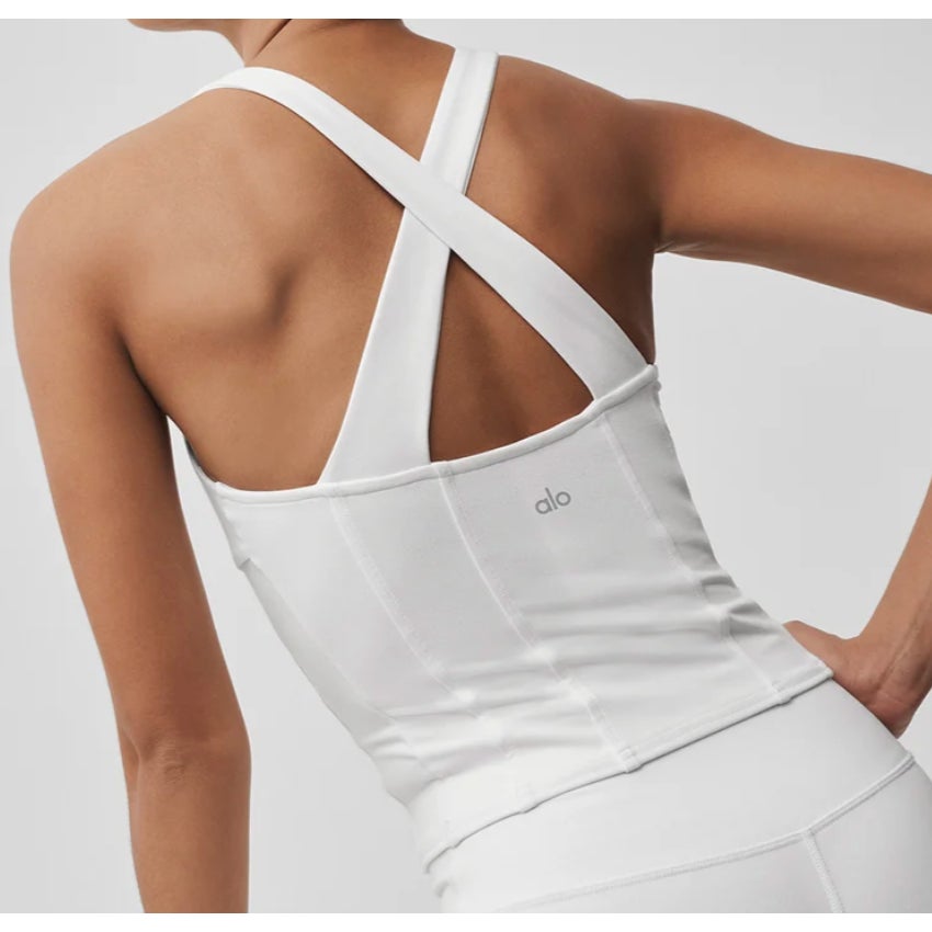 Alo Yoga Sparks Fly Corset Tank Top White Small