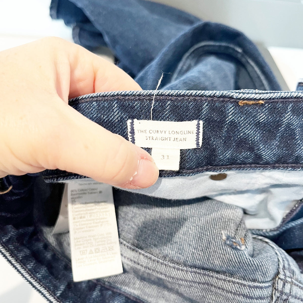 Madewell Curvy Longline High Rise Denim Straight Jeans Midnight Waters Wash 31