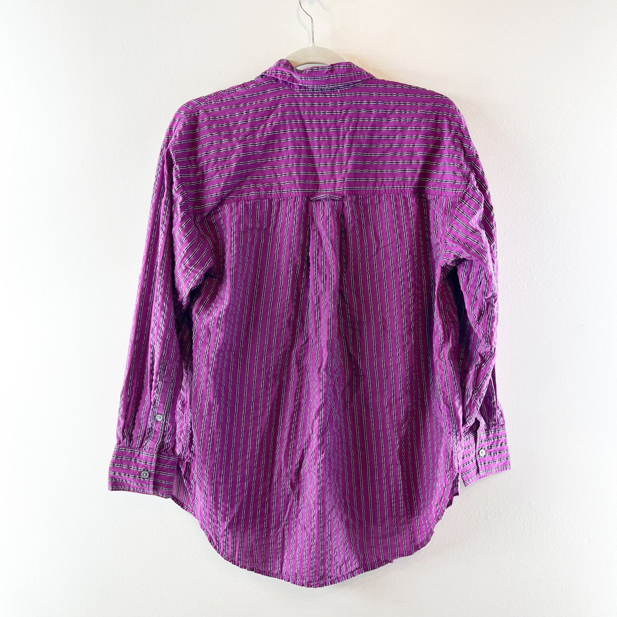 J. Crew Étienne Oversized Fit Dobby Stripe Button-Up Shirt Faded Fuchsia XXS