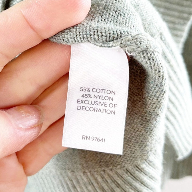 J. Jill Crewneck Dot Embroidered Sweater Seedling Heather Green Small