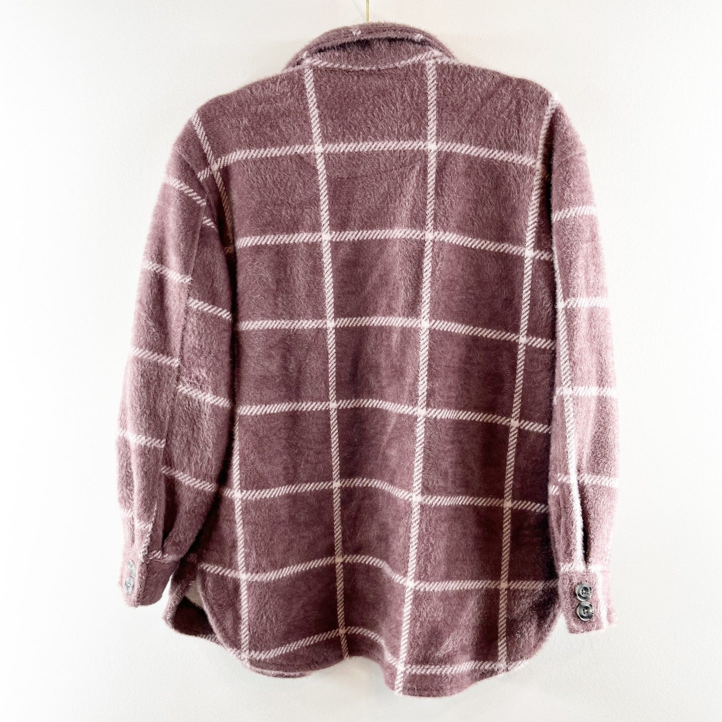Z Supply Windowpane Plaid Long Sleeve Button-Front Flannel Anna Jacket Maroon XS