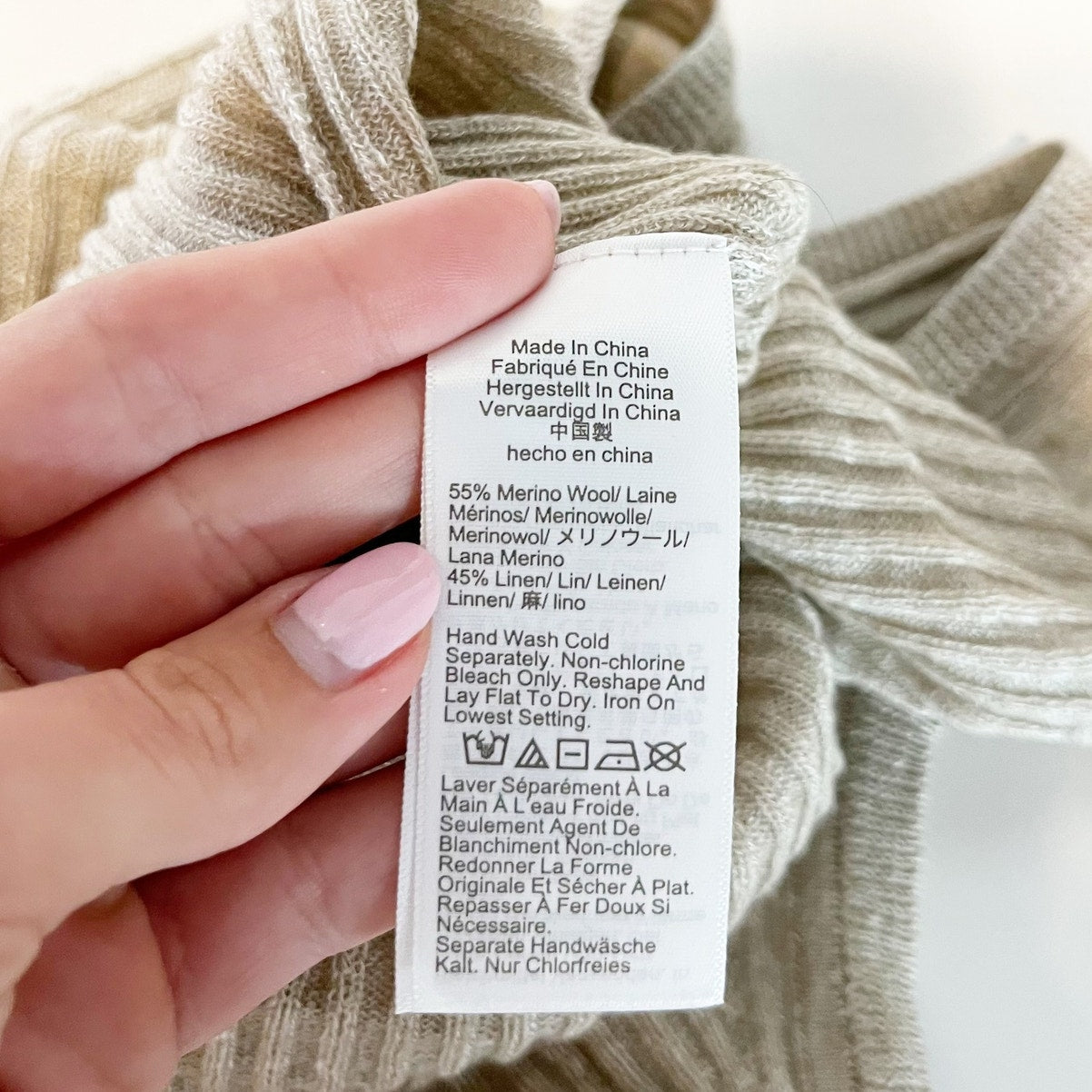 J. Crew Merino Wool Linen Blend Ribbed V Neck Sweater Tank Top Tan XS