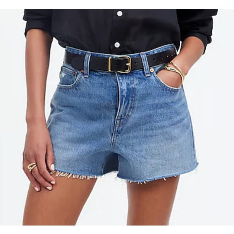 Madewell High Waisted Relaxed Raw Hem Denim Jean Shorts Kelton Wash 29