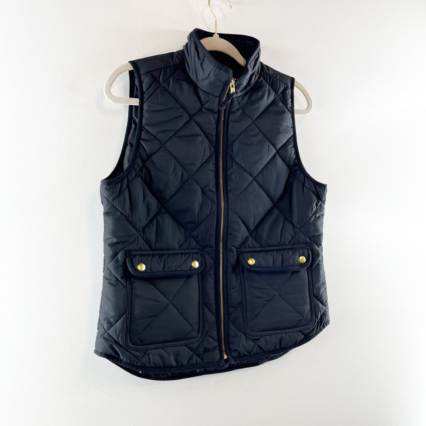 j. Crew Quilted Full Zip Puffer Vest Black Small