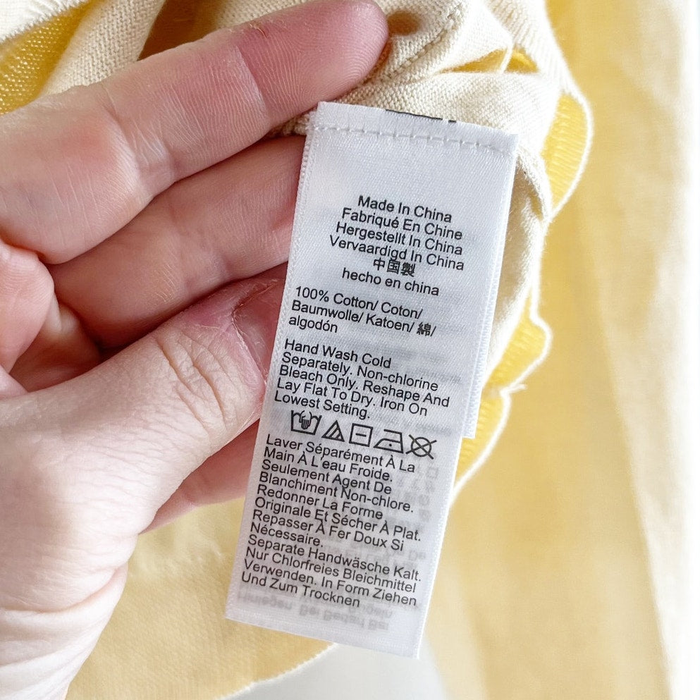 J. Crew Long Sleeve Crewneck Cardigan in Premium Ultrafine Cotton Butter Yellow