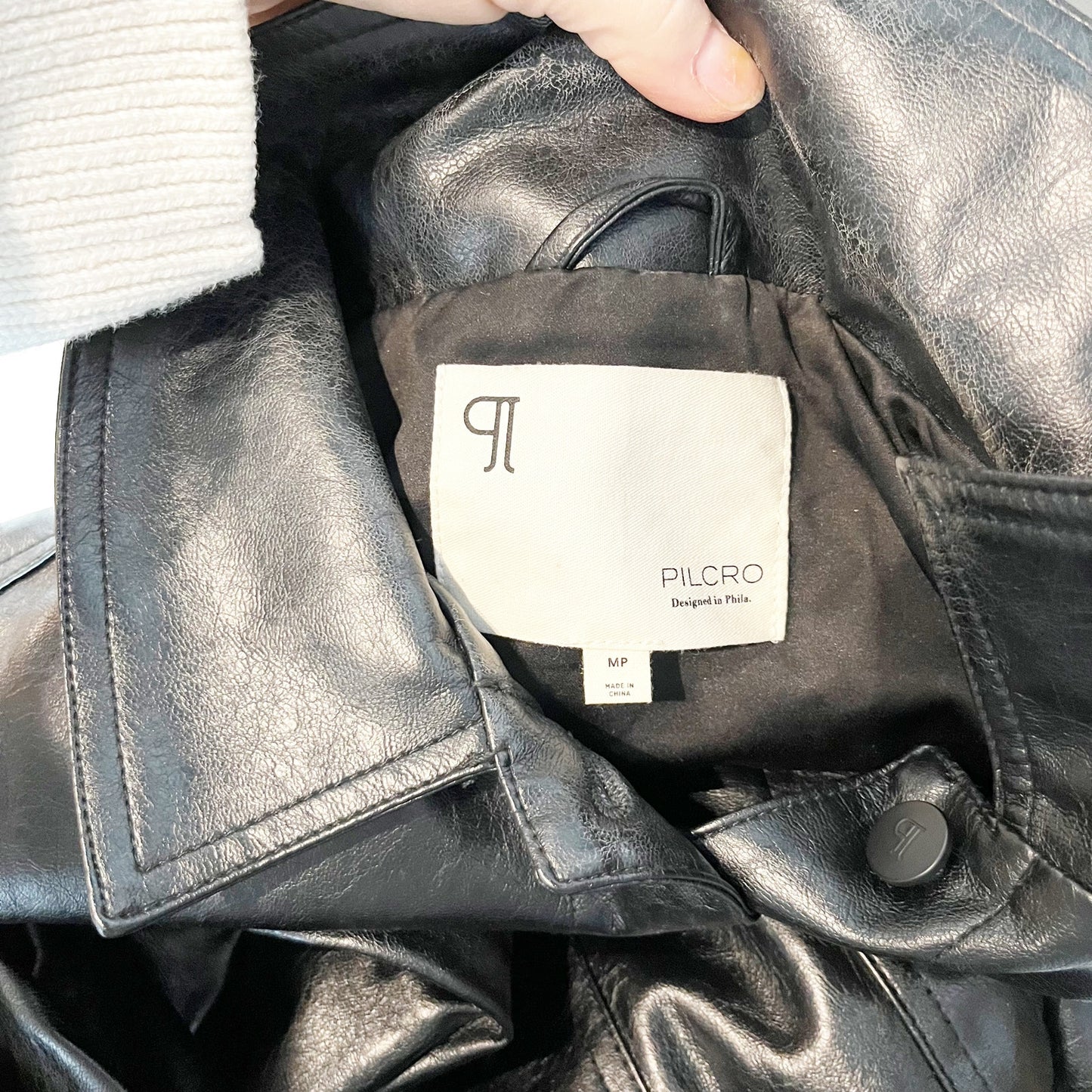 Pilcro The Weston Faux Leather Moto Biker Boyfriend Jacket Black Medium Petite