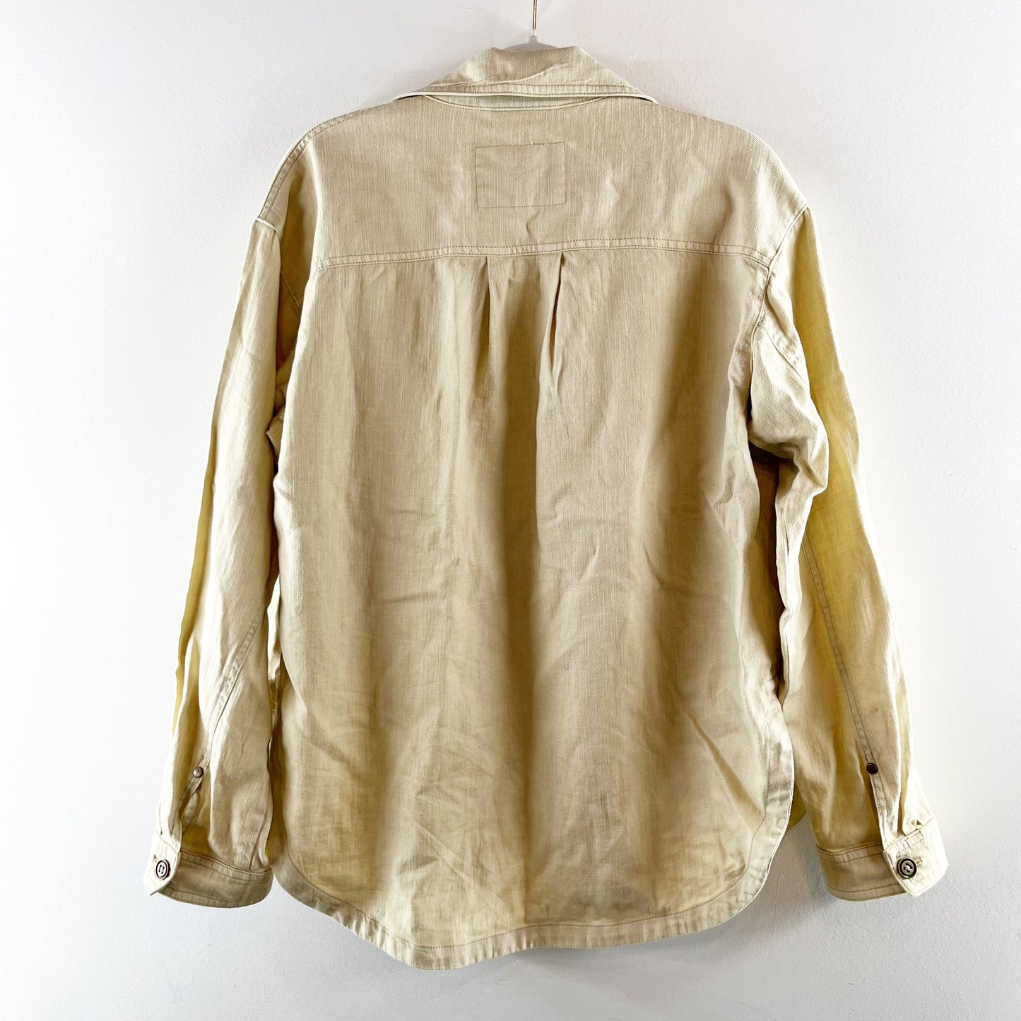 Pilcro Anthropologie Long Sleeve Button Up Denim Shirt Jacket Shacket Tan S