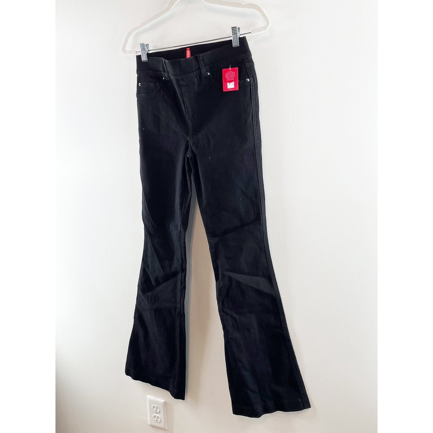 Spanx High Rise Pull On Flare Jeans Stretch Black Small NWT