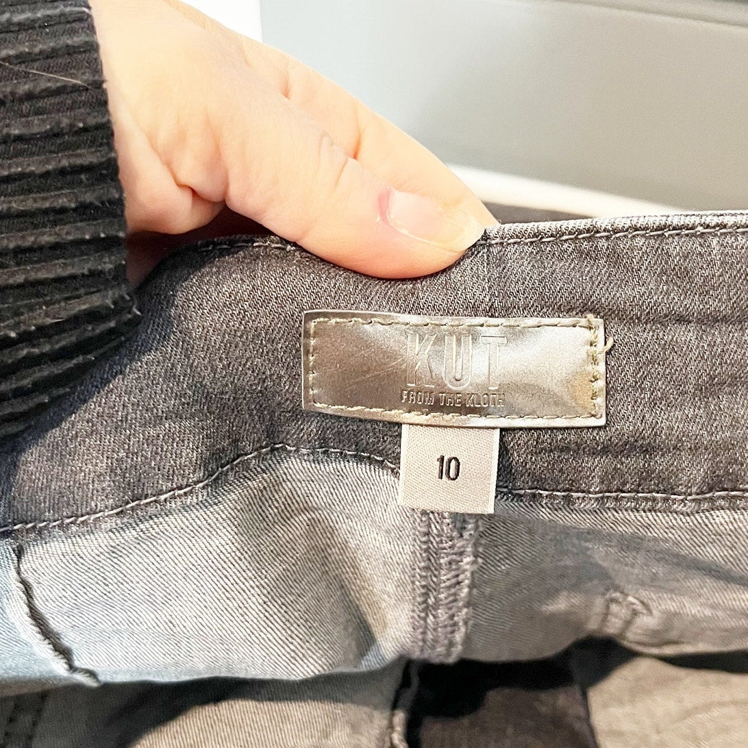 Kut From the Kloth Meg High Rise Wide Leg Utility Jeans Gray Unification 10