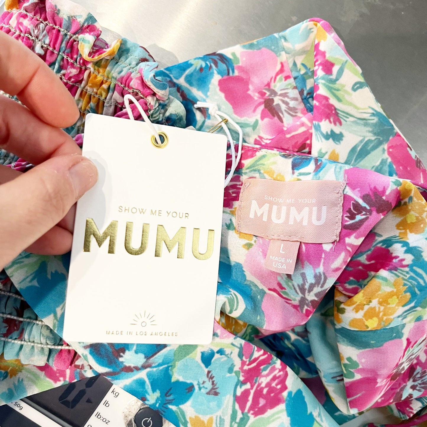 Show Me Your Mumu Square Neck Floral Crop Tank Top Blue Pink Large