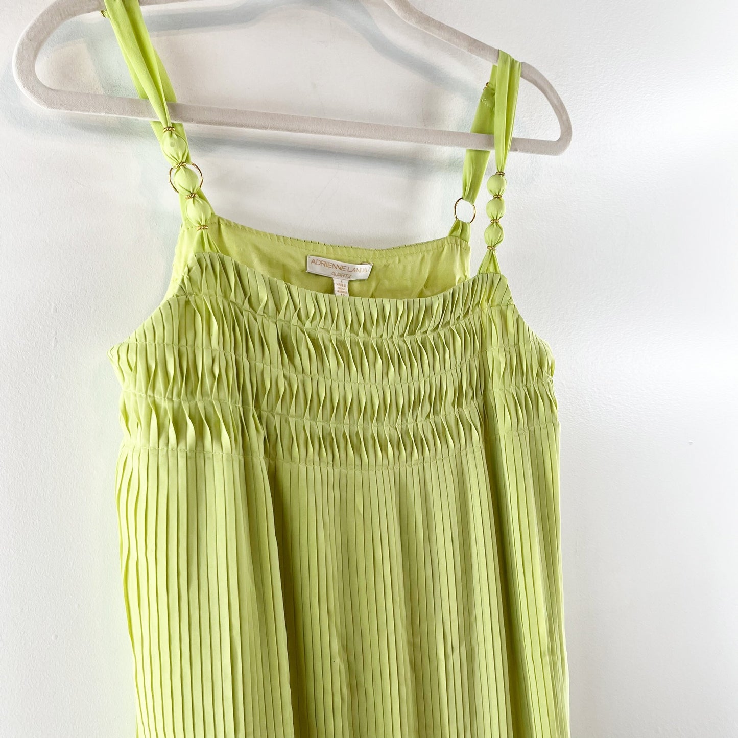 Adrienne Landau Plisse Midi Slip Dress in Green Glow 6