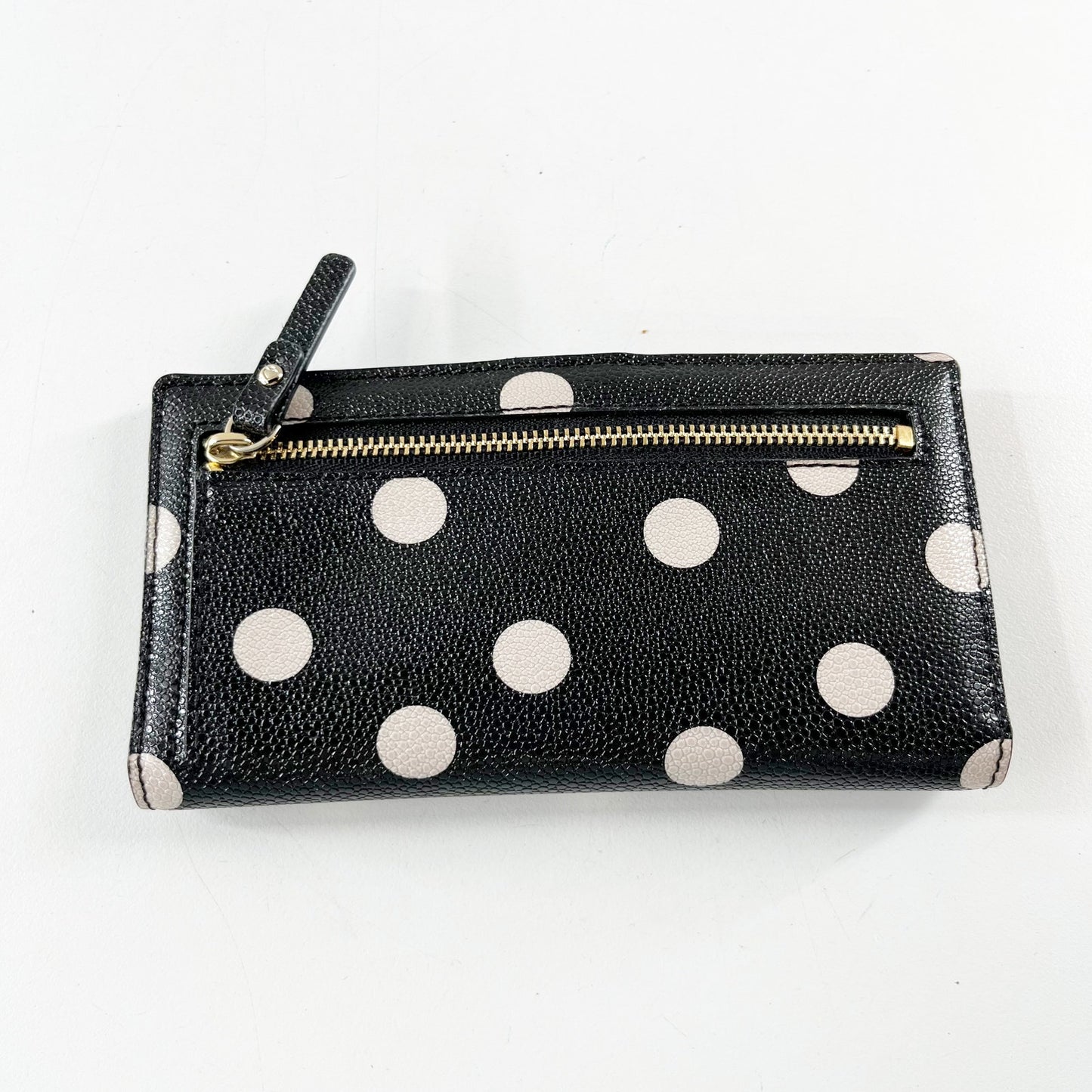 Kate Spade Leather Polka Dot Bi Fold Wallet Black White