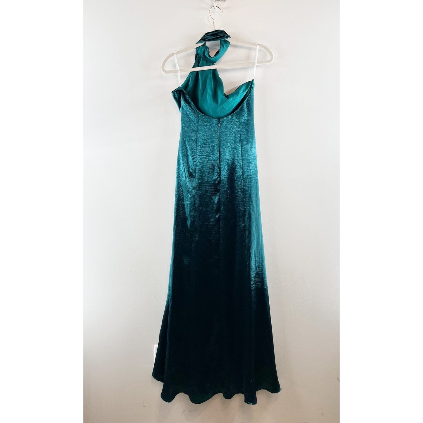 Lovers and Friends Kendall Satin Halter Open Back Sash Maxi Dress Gown Green S