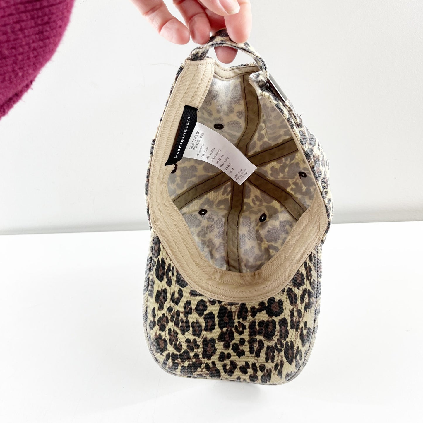 Anthropologie Adjustable Leopard Print Baseball Hat Cap Tan Black