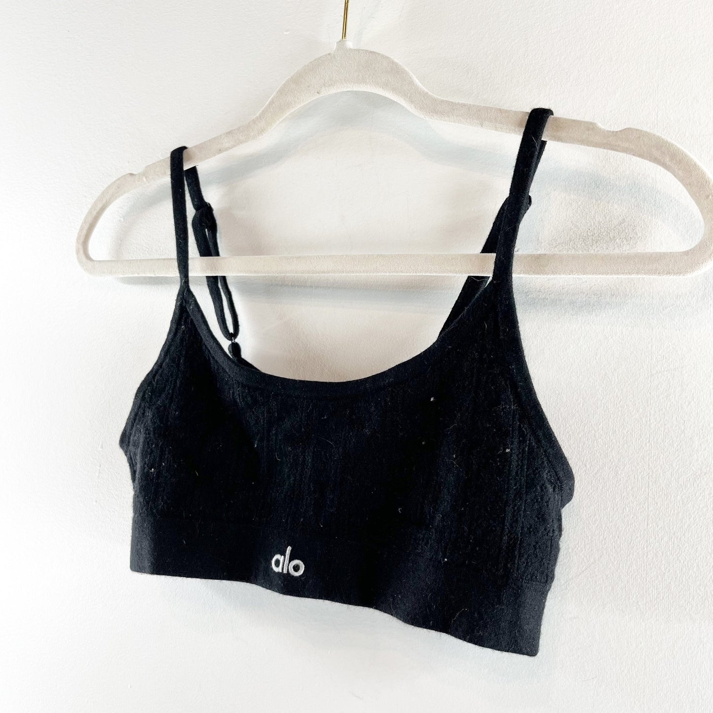 Alo Yoga Pointelle Sweater Be Mine Bra Bralette Black Small