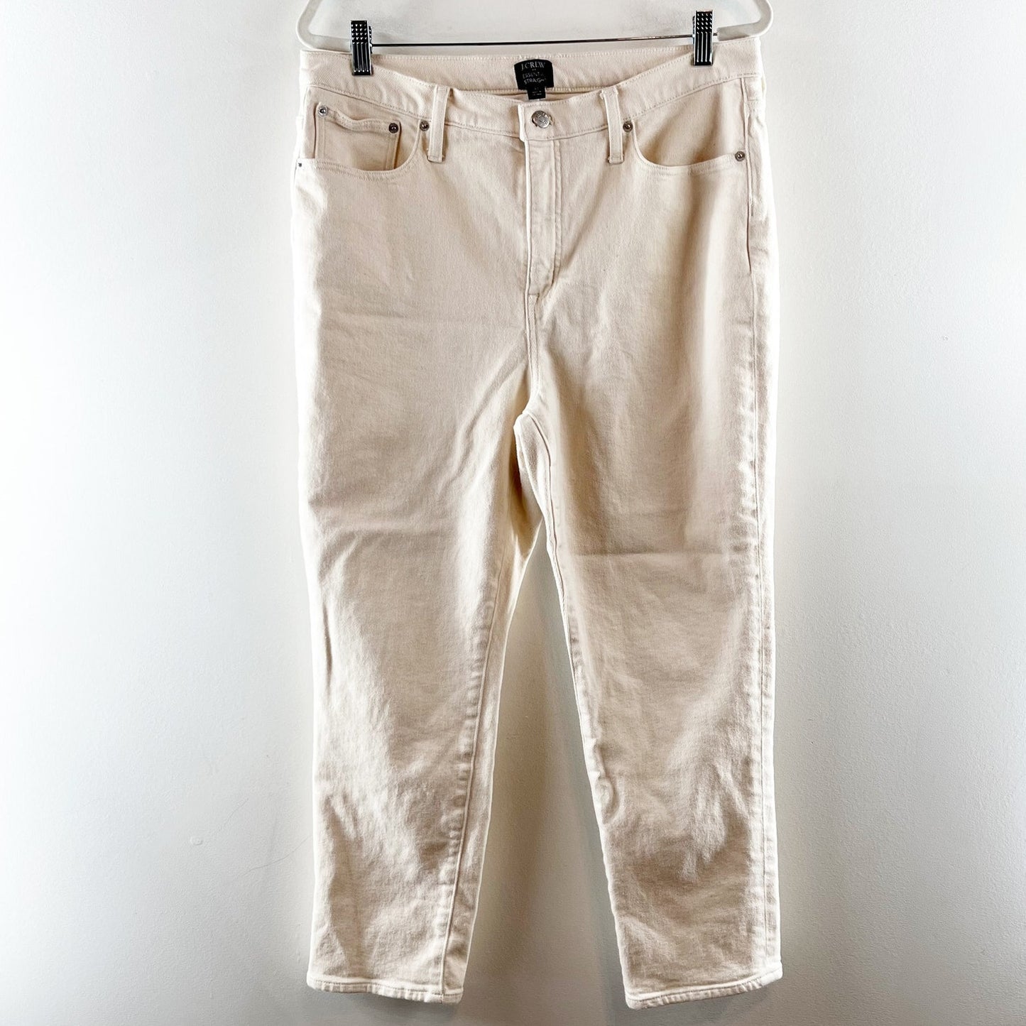 J. Crew High Rise Essential Straight Leg Jeans Ecru Cream 32 / 14
