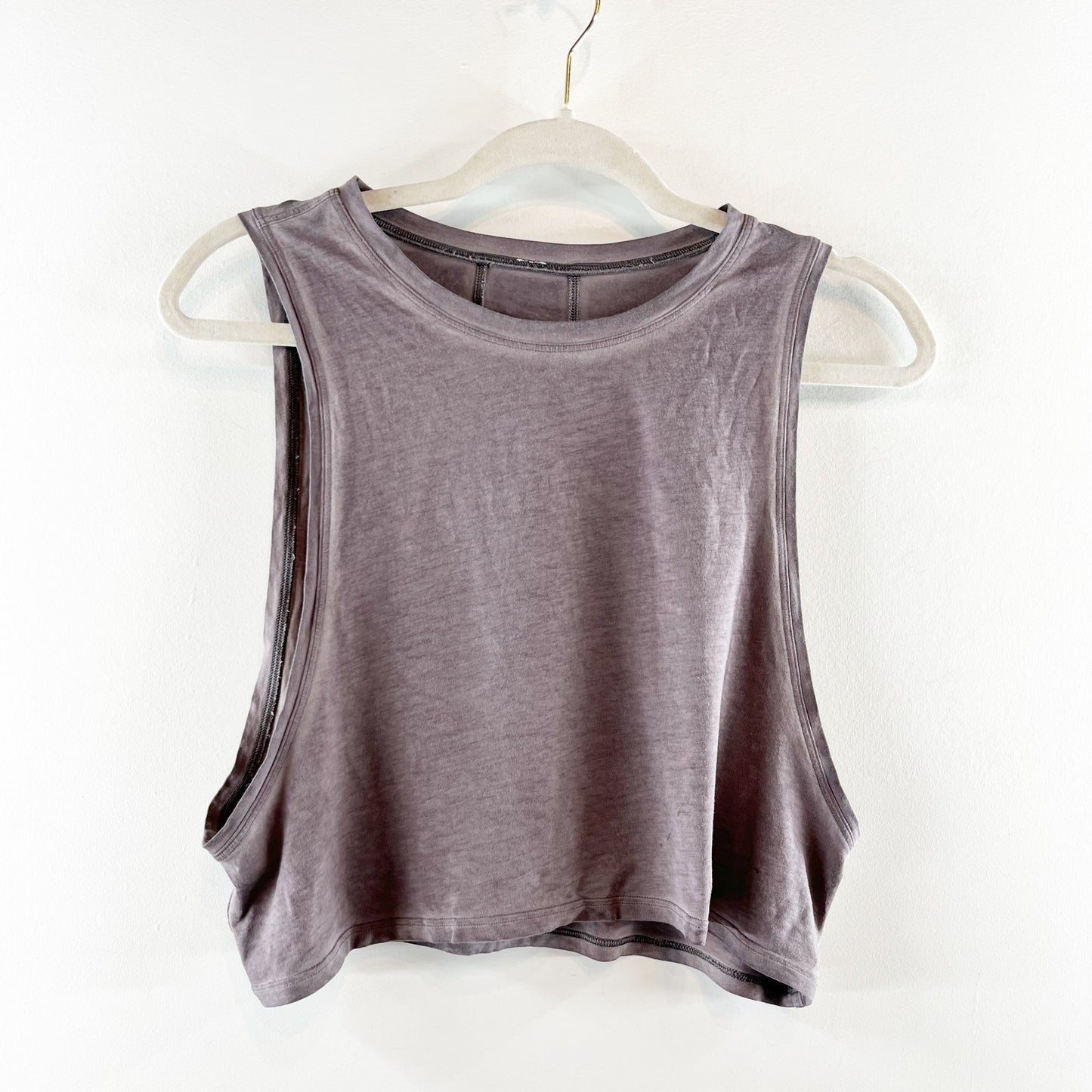 Lululemon Cropped Burnout Muscle Tank Top Gray Medium