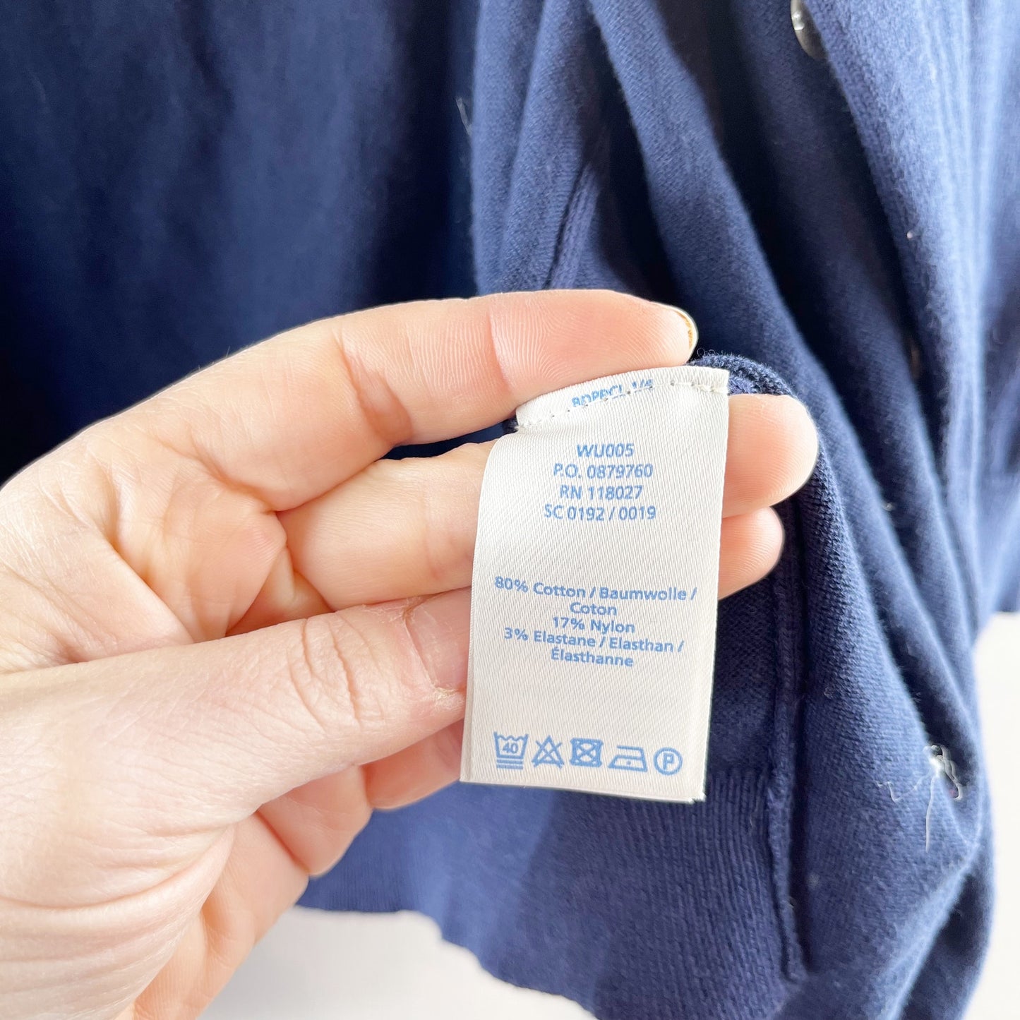 Boden 3/4 Sleeve Button Up Cardigan Sweater Navy Blue 18