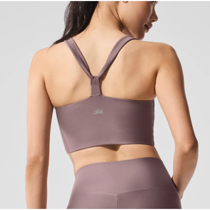 Alo Airlift Sleek Bra Tank Mushroom Purple Small