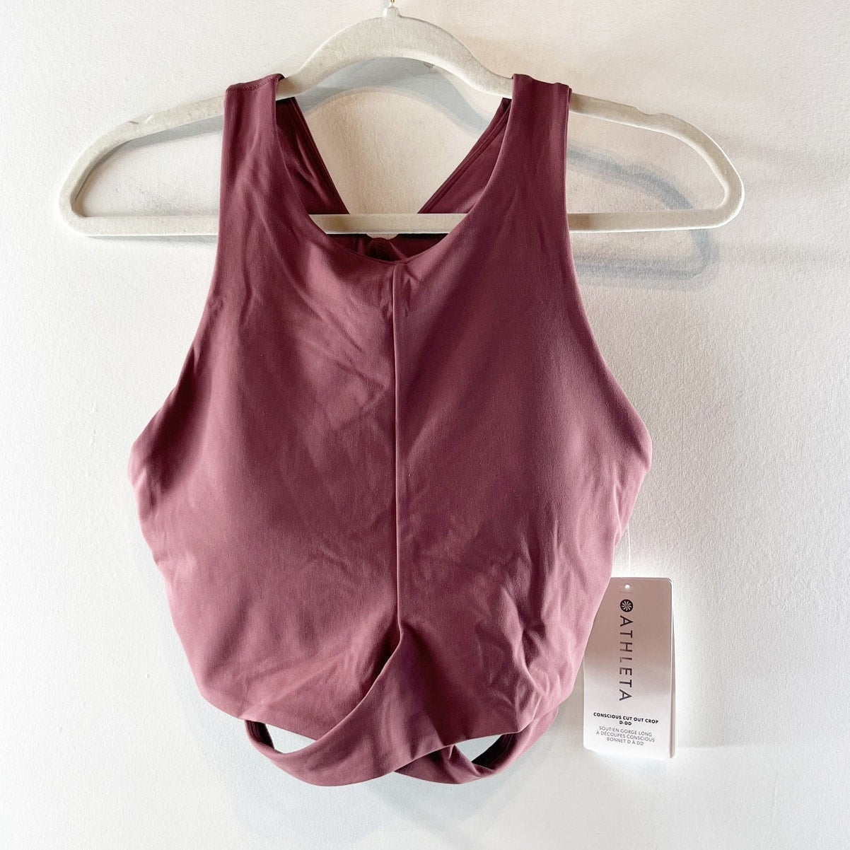 Athleta Conscious Cut-Out Crop Sport Bra Tank Top D-DD Tawney Rose Pink Medium