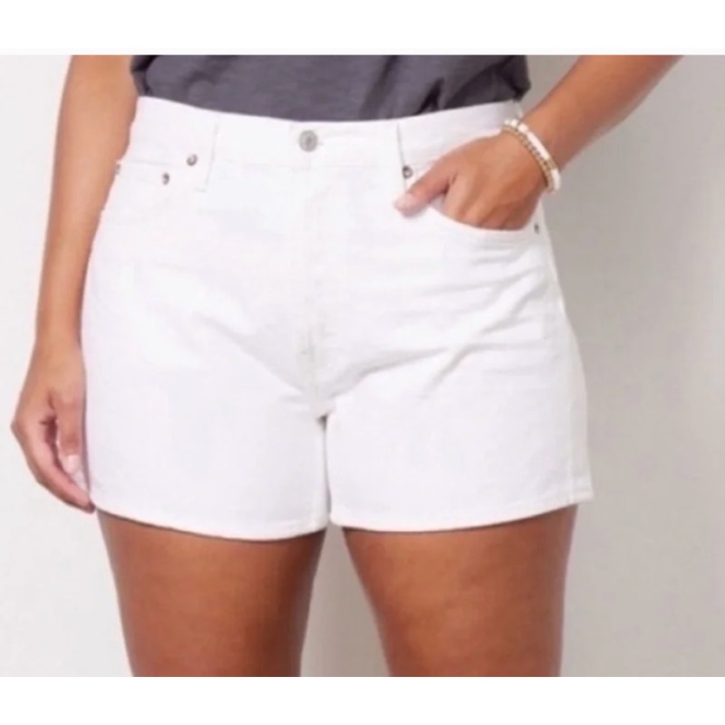 AGOLDE Parker Long High Rise Denim Jean Shorts White 31 / 12