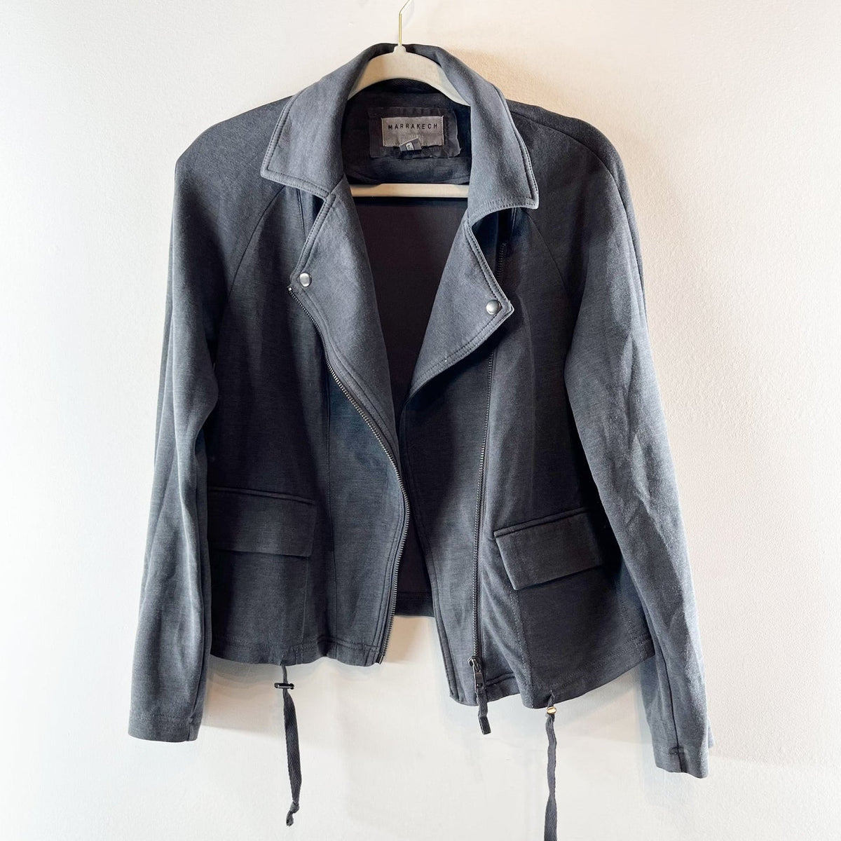 Marrakech Anthropologie Lange Knit Moto Jacket Gray XS