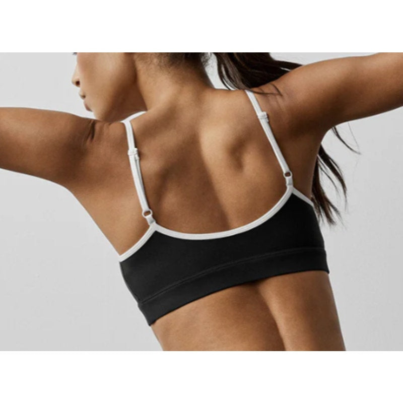 Alo Airbrush Race Pace Sports Bra with Keyhole Cutout Black White Small